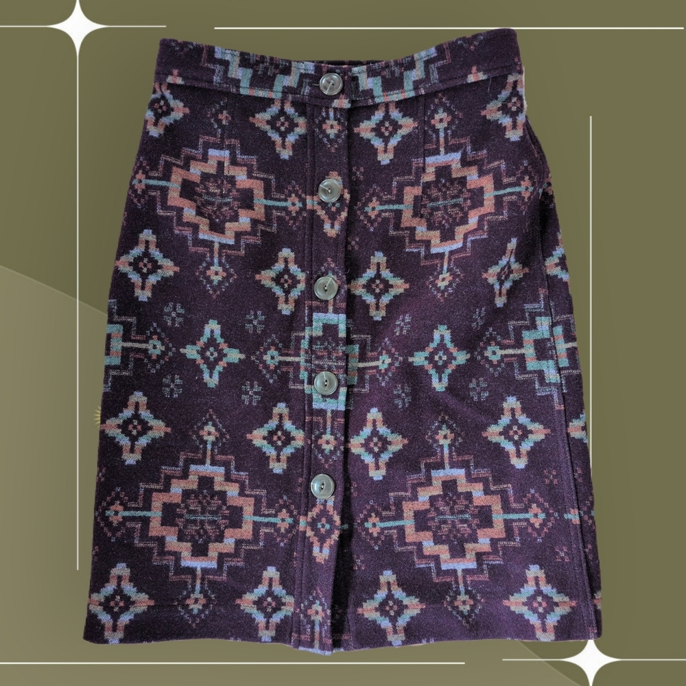 ✨ NWT Reversible Pendleton Aztec Southwestern Mulberry Skirt Size 2